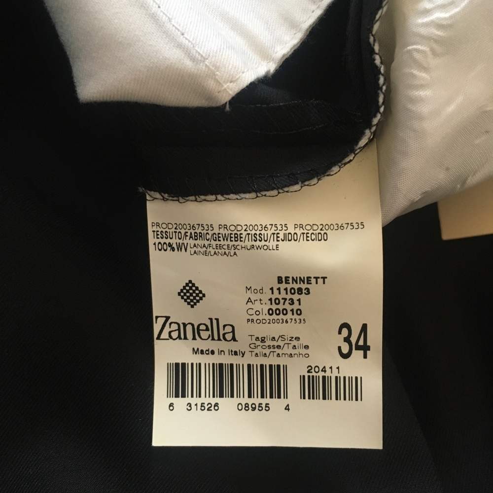 Zanella platinum pants black 34 loro piana tasmanian new nwt Italy super 120s 08 - Picture 7 of 10